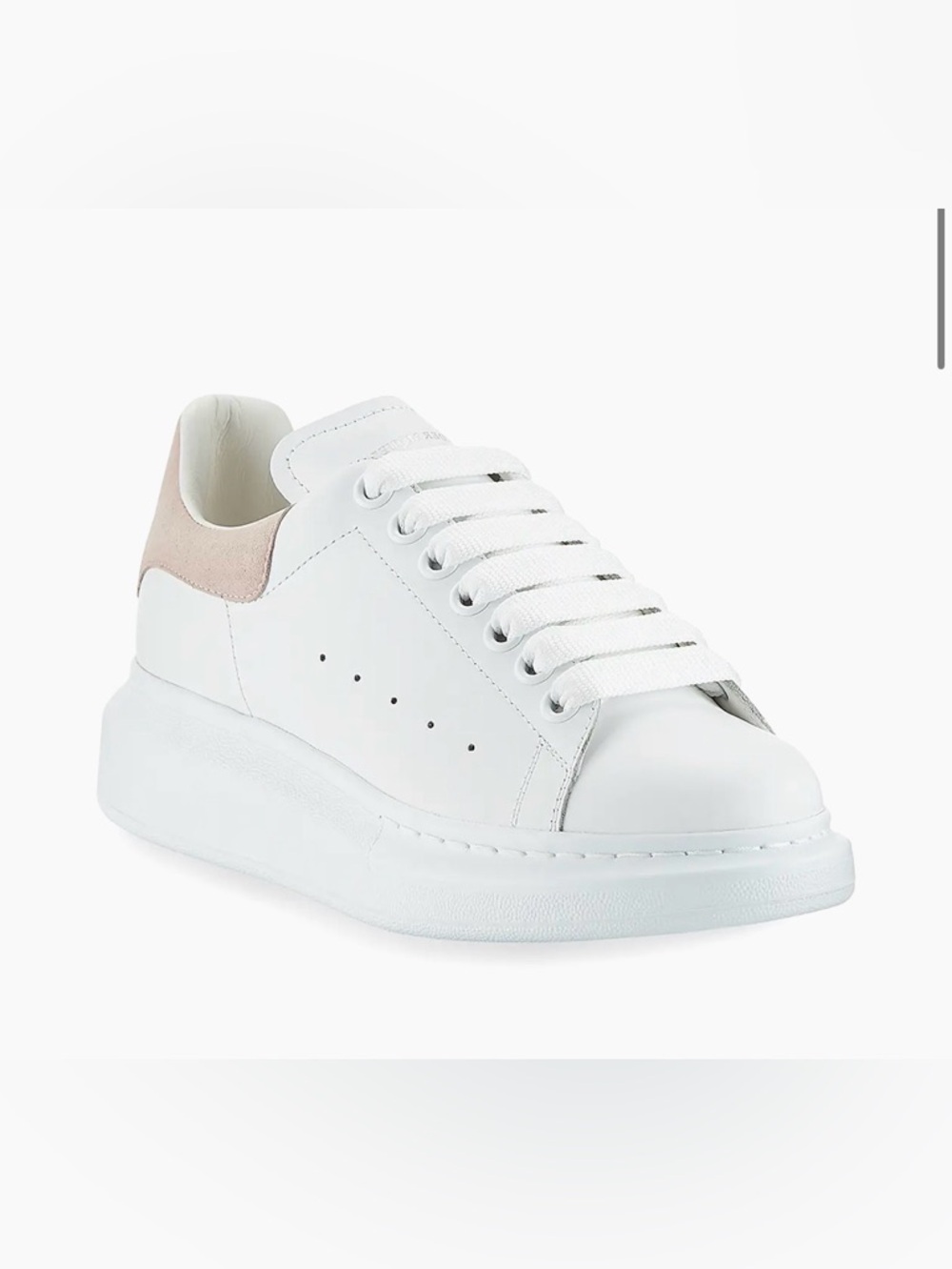 Alexander McQueen White Leather Sneakers with Rose Heel Tab